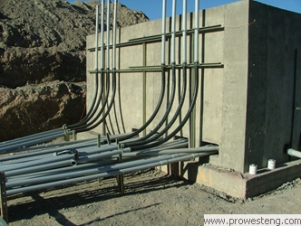 Underground conduit runs to entry points